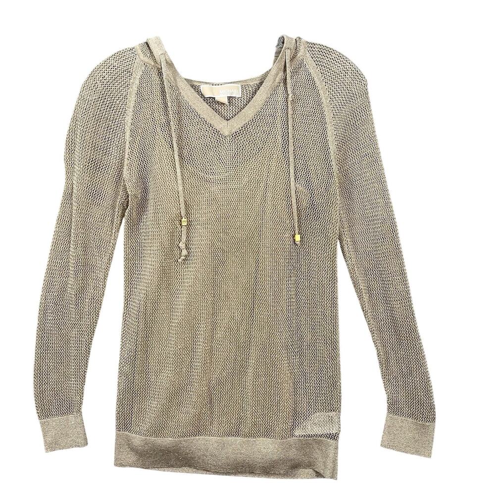 Authentic Michael Kors Gold Mesh/Net Pullover with hood / Under Shirt Size XS